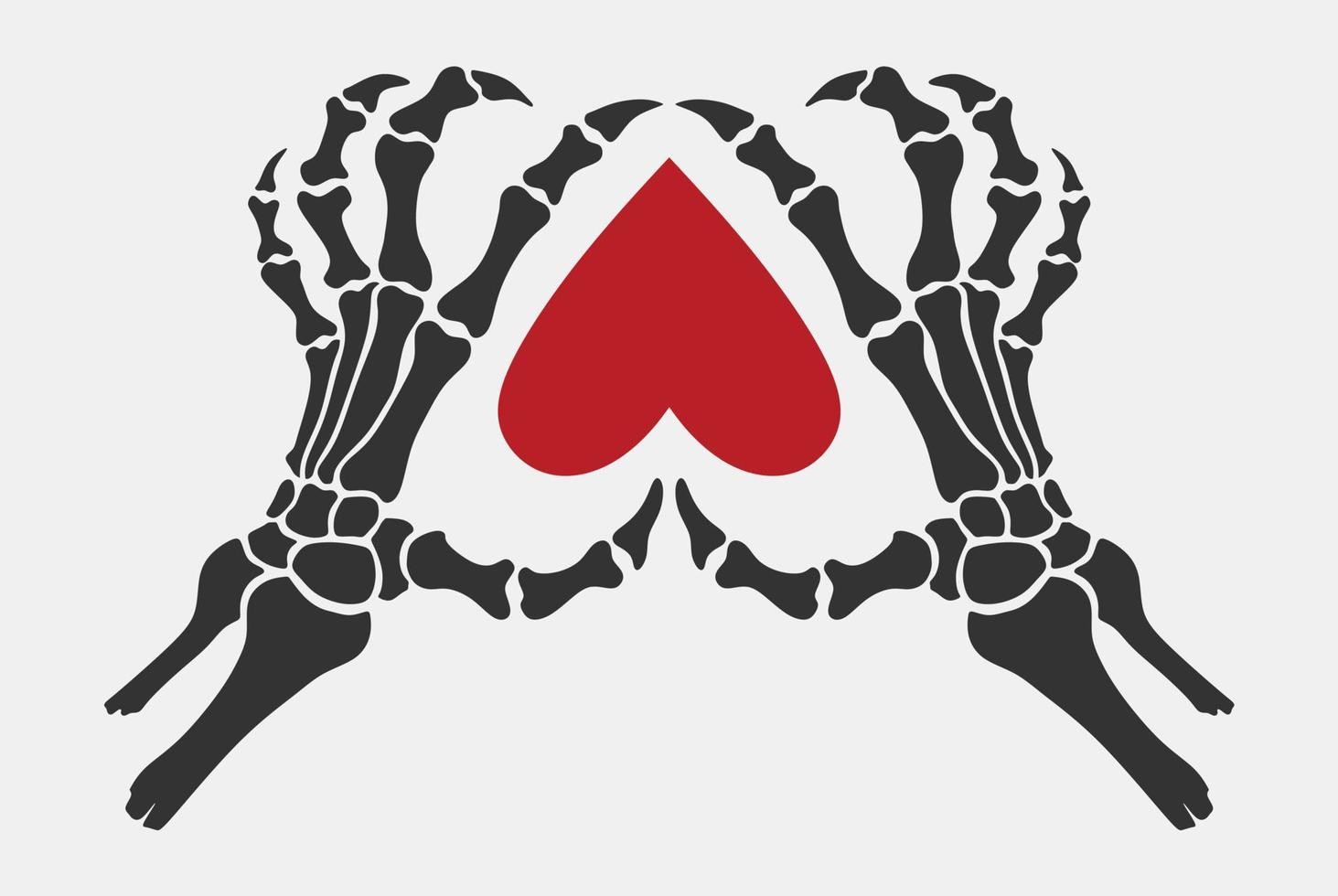 Skeleton hand showing heart shape. vector