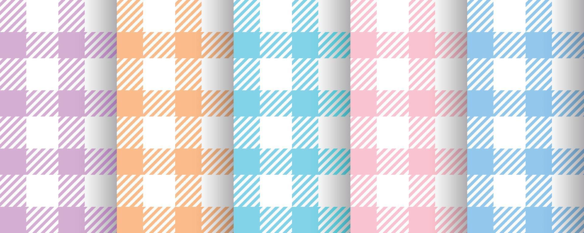 Gingham pattern set textured. vector illustration