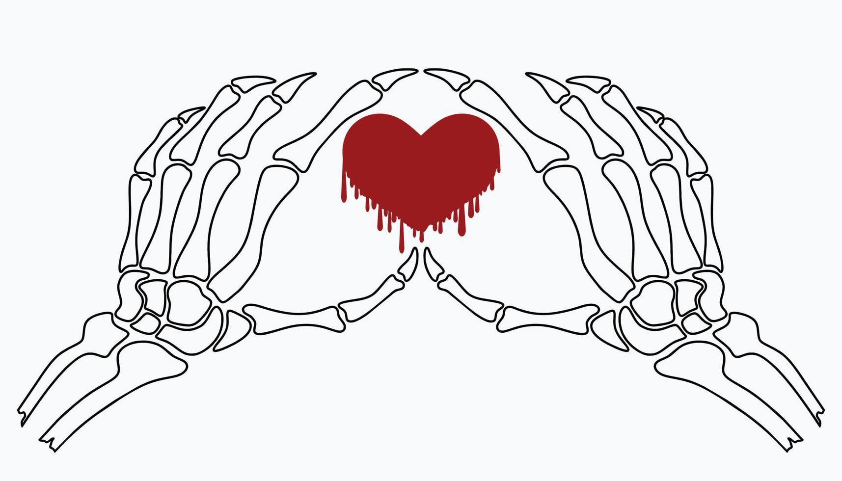 Skeleton hand showing heart shape. vector
