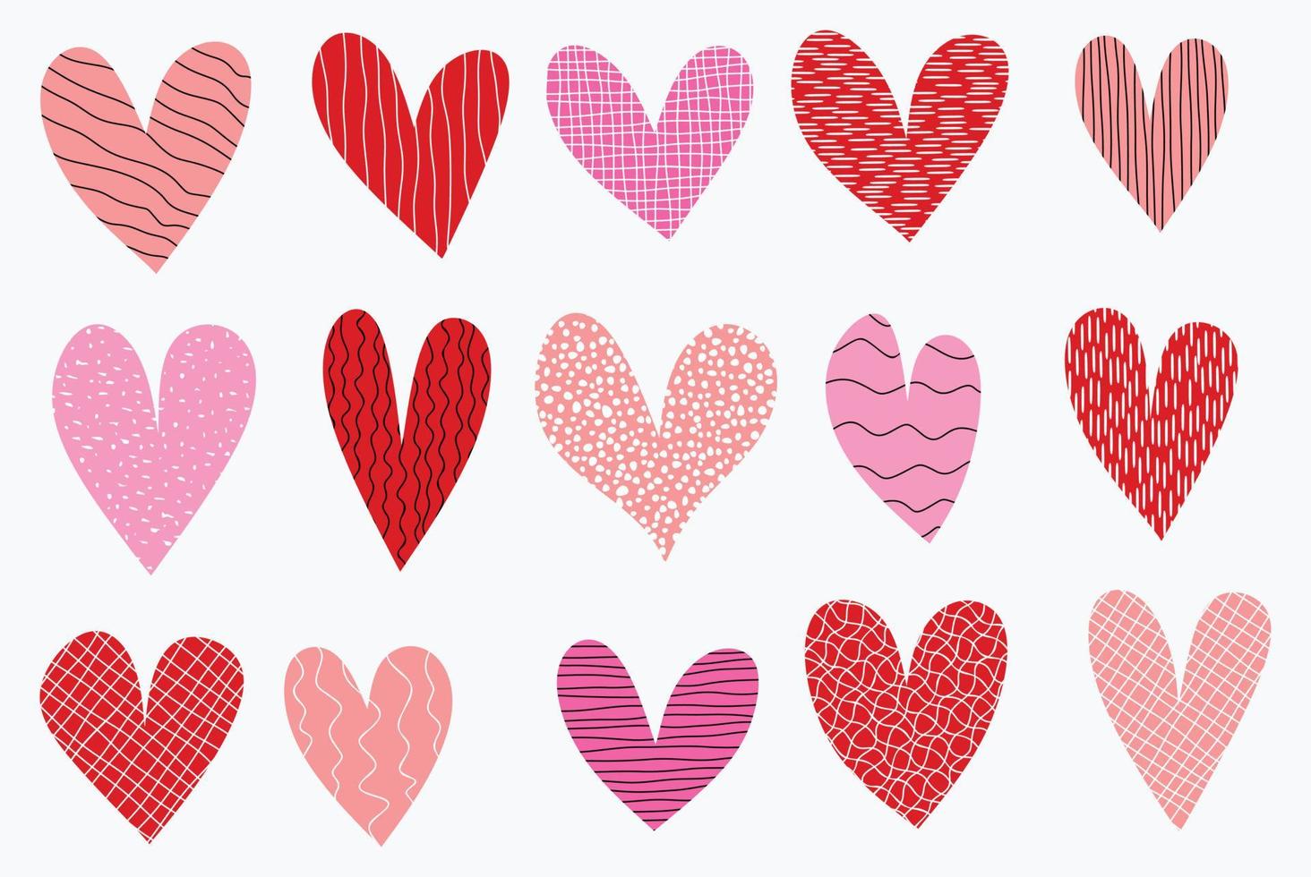 set of hand drawn doodle hearts vector