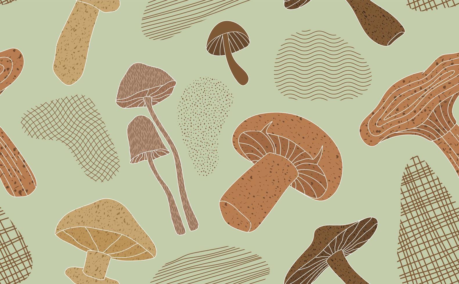Hand drawn seamless pattern with mushrooms. vector