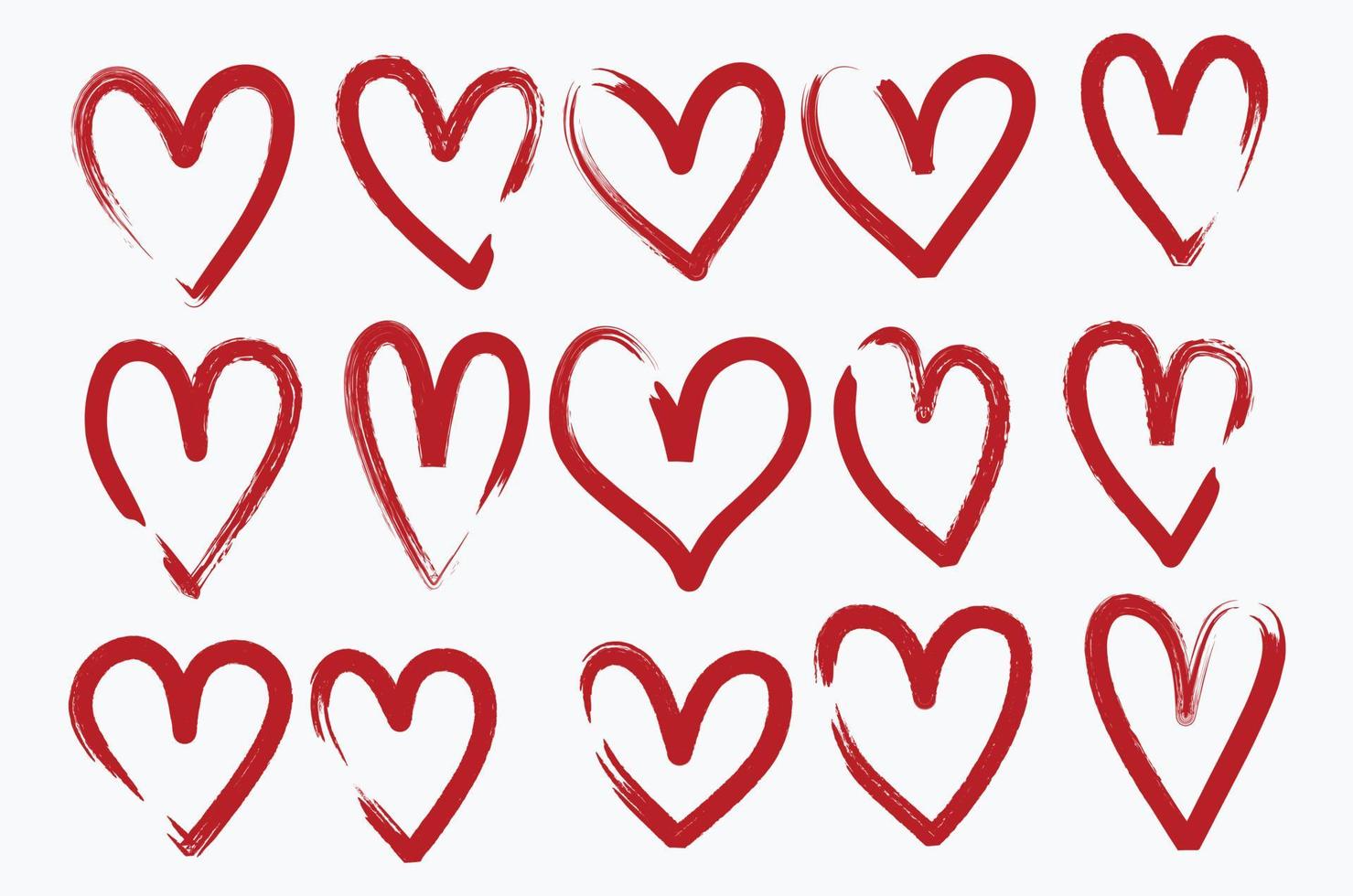 conjunto de corazones de fideos dibujados a mano vector