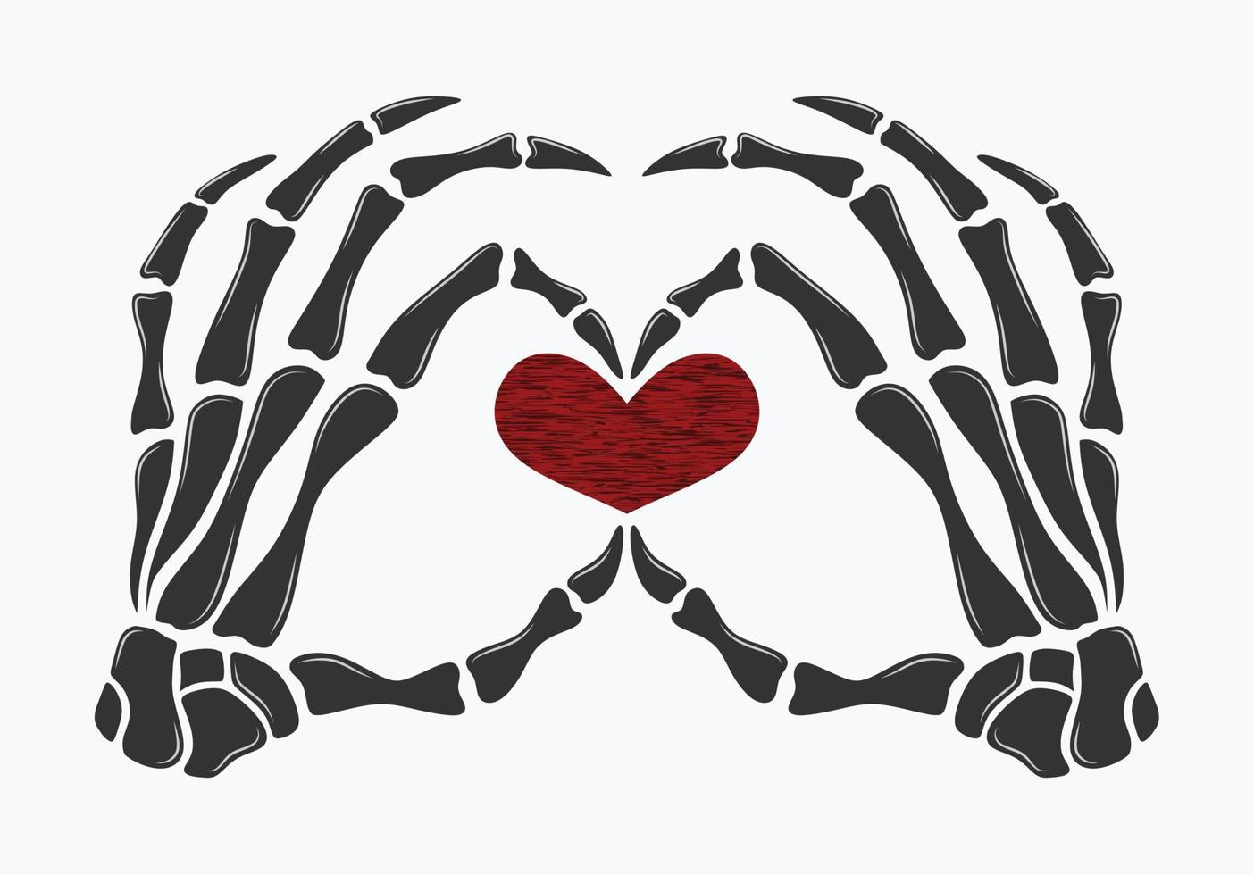 Skeleton hand showing heart shape. vector