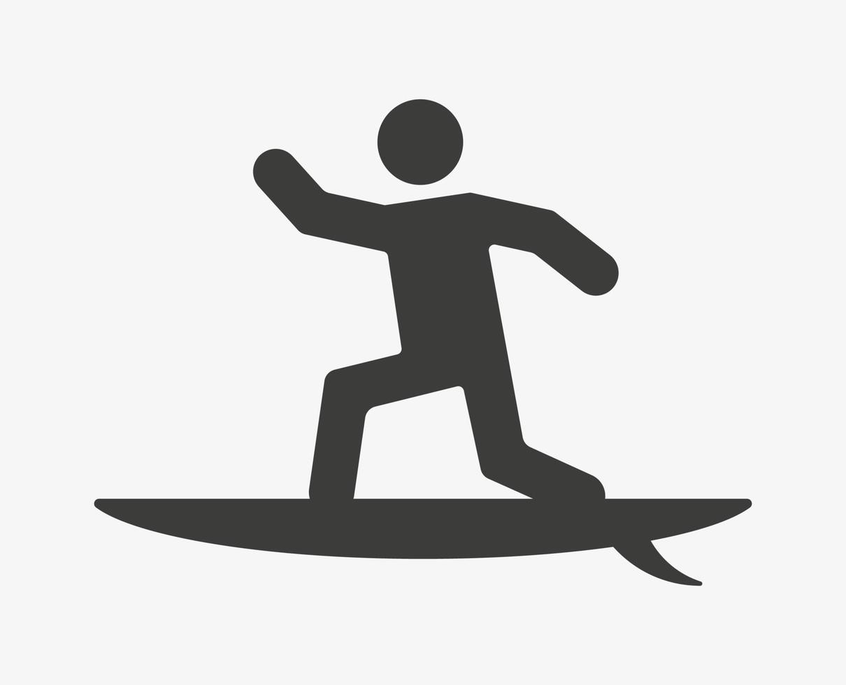 Surfing vector icon isolated on white background. Summer water sports pictogram. Surf symbol