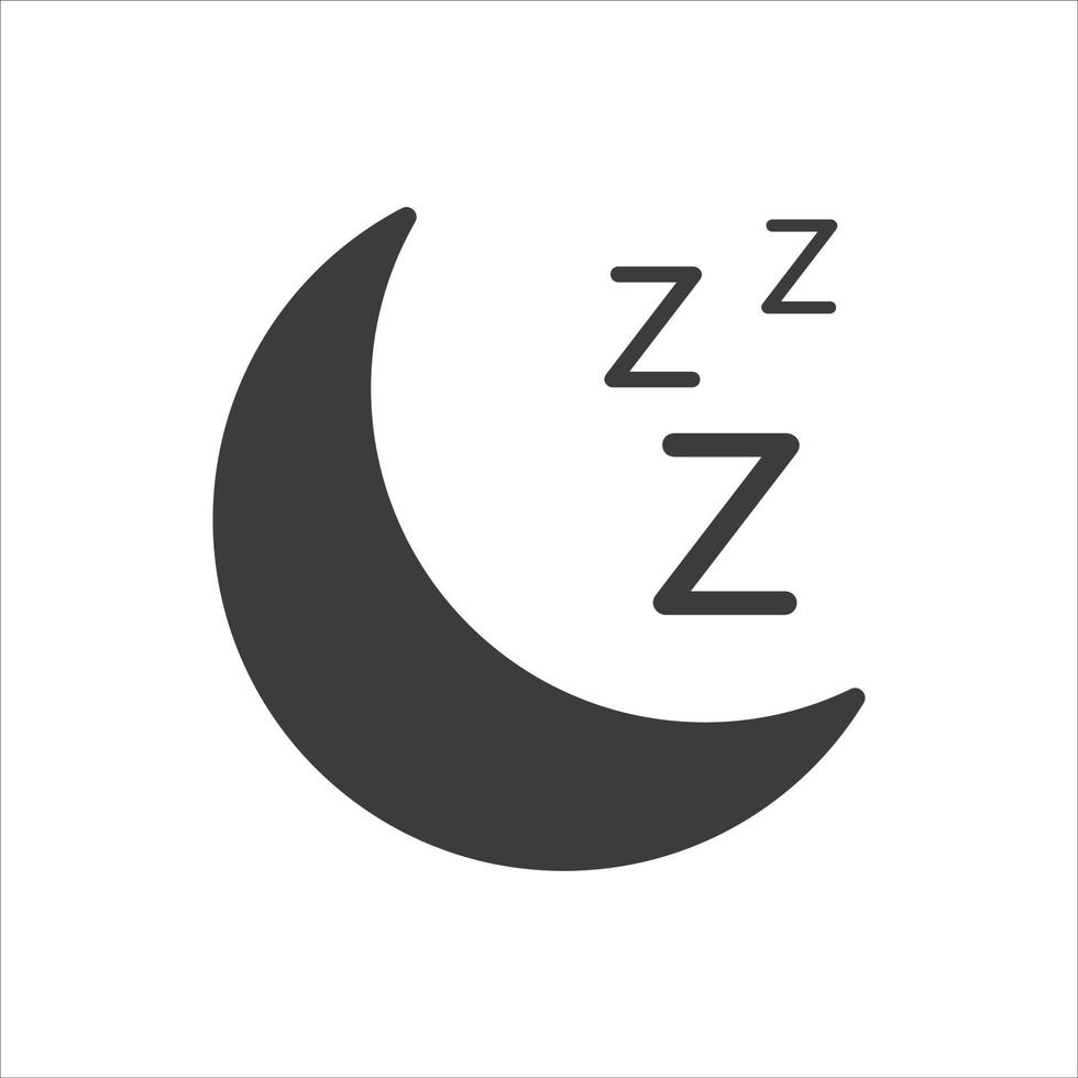 Sleep icon isolated on white background. Sleeping moon pictogram. Dream vector illustration.