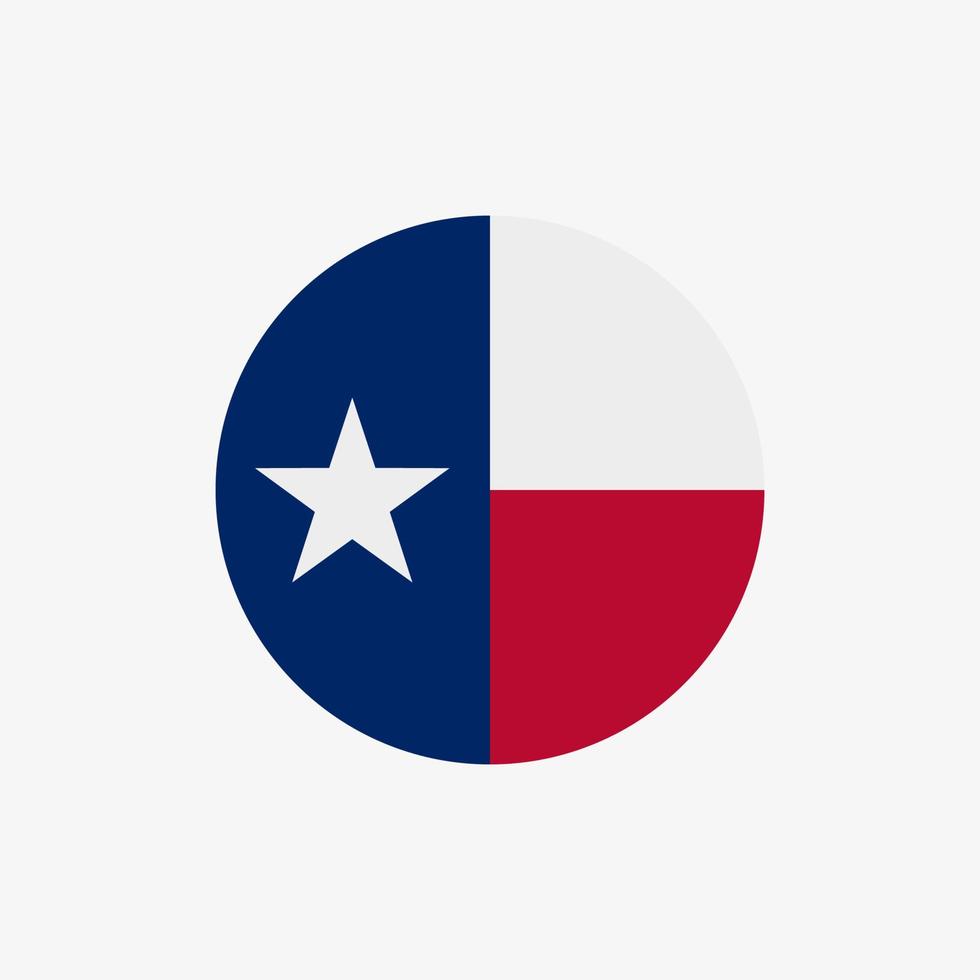 The flag of Texas in a circle. Round flag vector icon isolated on white background.