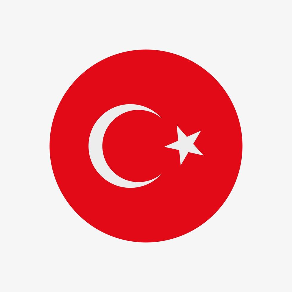 Round turkish flag vector icon isolated on white background. The flag of Turkey in a circle.