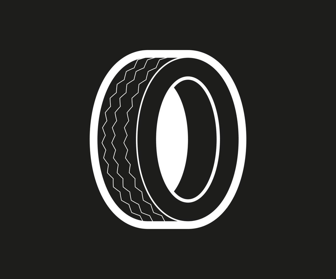 Tire vector icon on black background.