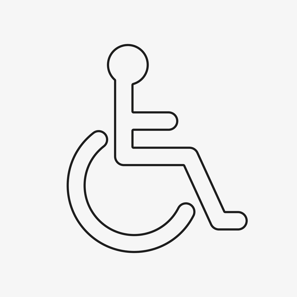 Wheelchair vector outline icon. Disabled person pictogram. Handicap symbol.