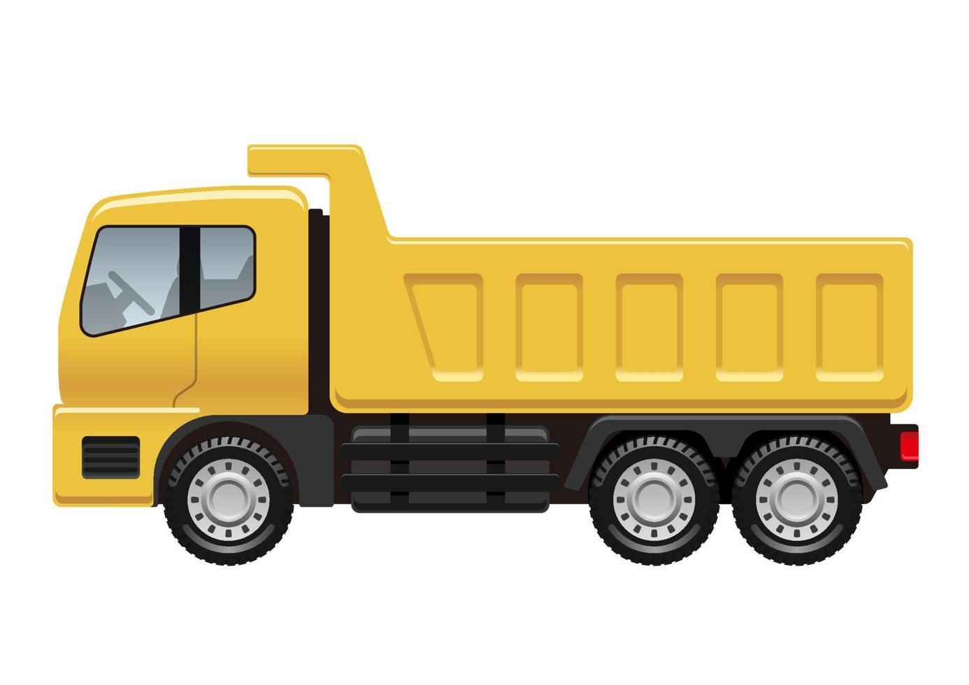 Vector Yellow Dump Truck Illustration Isolated On A White Background.