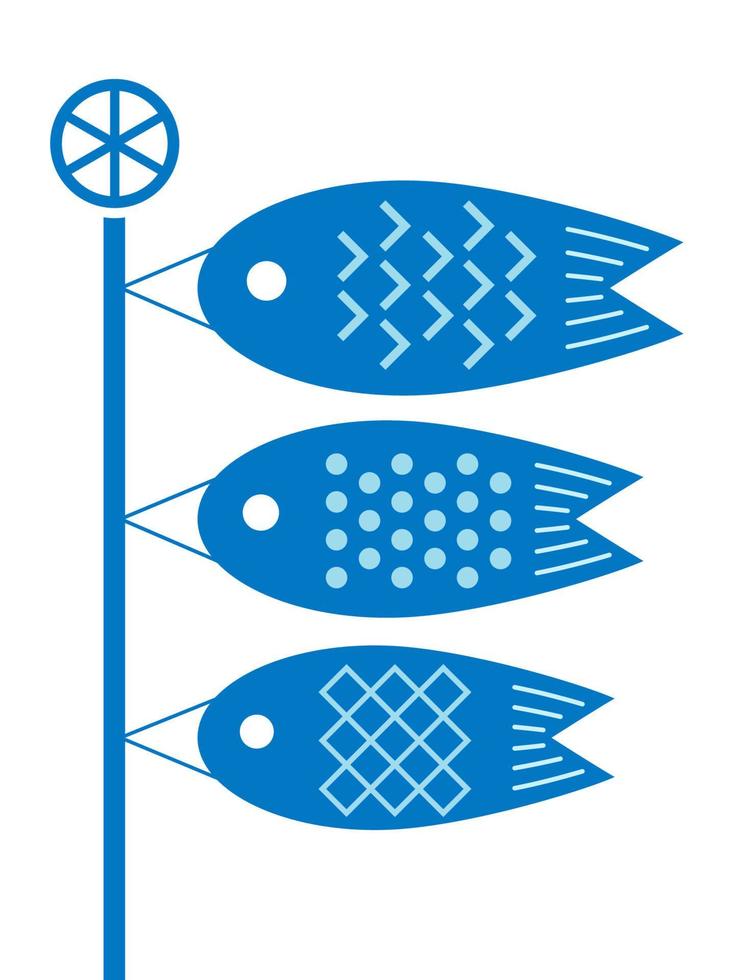 Carp Streamers For The Japanese Boys Festival. Vector Flat Illustration Isolated On A White Background.