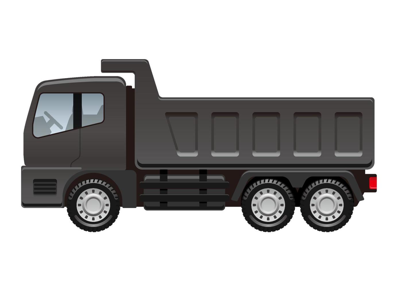 Vector Black Dump Truck Illustration Isolated On A White Background.
