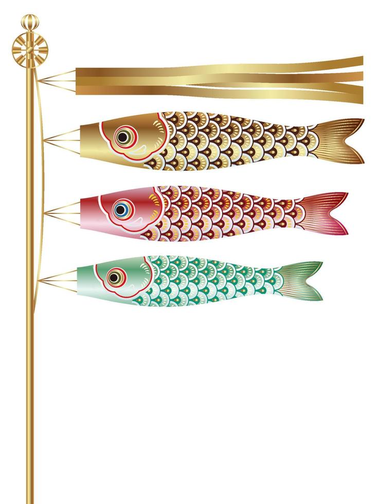 Carp Streamers For The Japanese Boys Festival. Vector Illustration Isolated On A White Background.