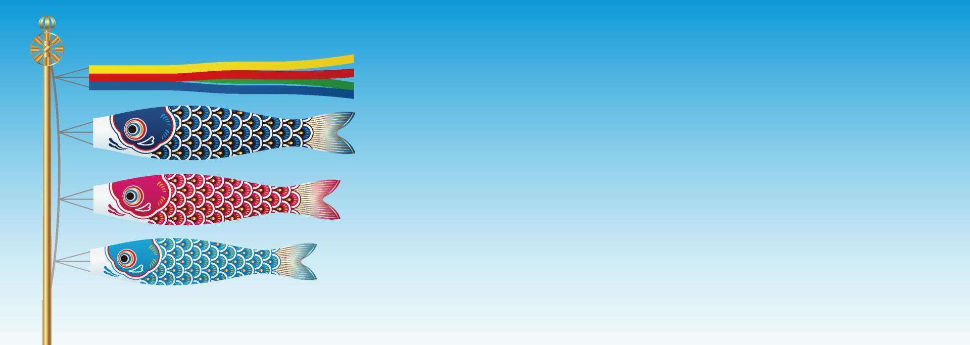 Carp Streamers For The Japanese Boys Festival With Text Space. Vector Illustration.