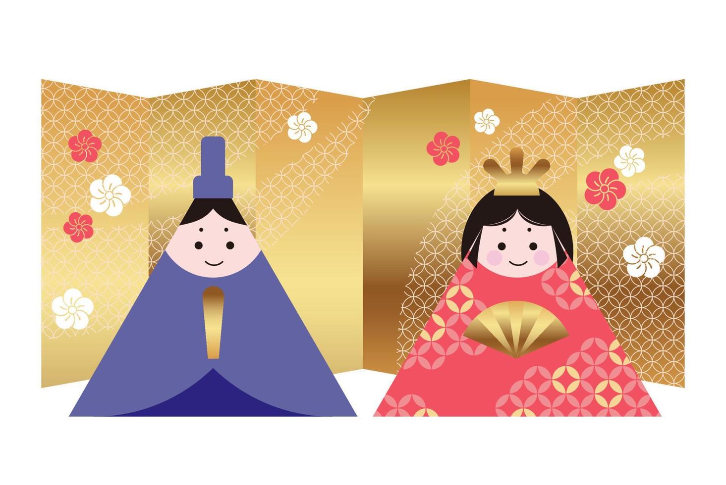 muñecas vectoriales para el festival de muñecas japonesas aisladas en un fondo blanco. vector