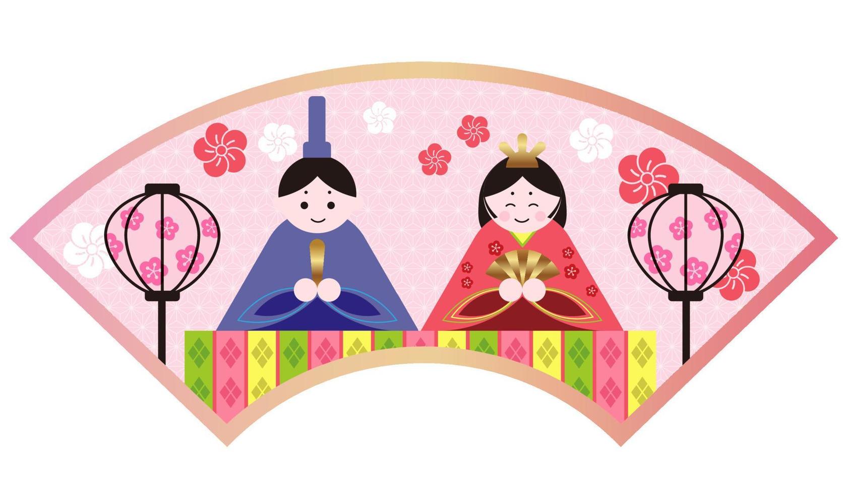 muñecas vectoriales para el festival de muñecas japonesas aisladas en un fondo blanco. vector