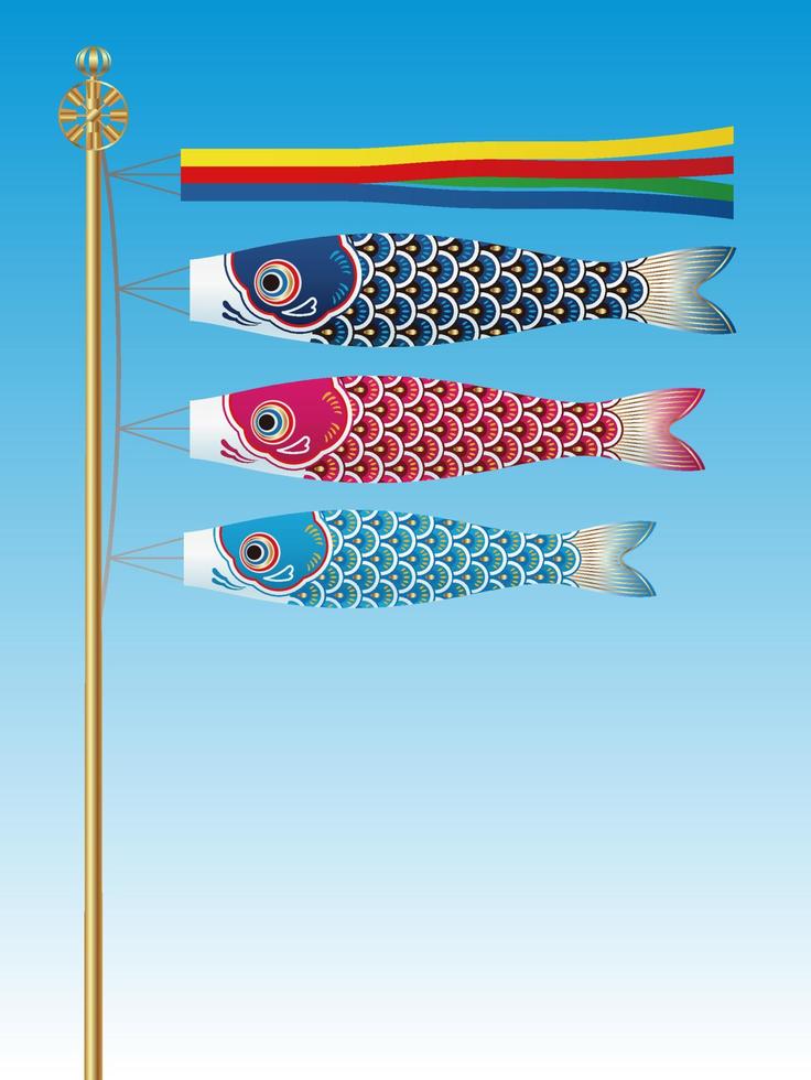 Carp Streamers For The Japanese Boys Festival With Text Space. Vector Illustration.