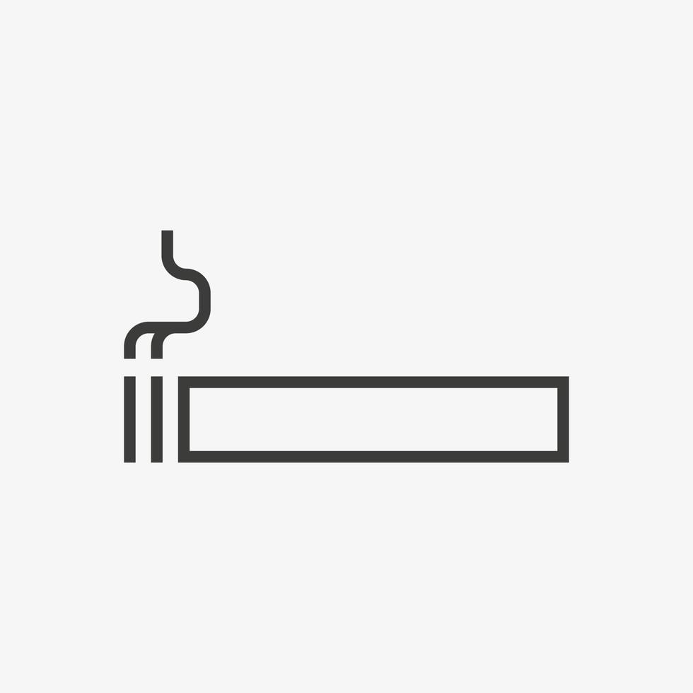 icono de vector de fumar aislado sobre fondo blanco. símbolo de cigarrillo. signo de tabaco.