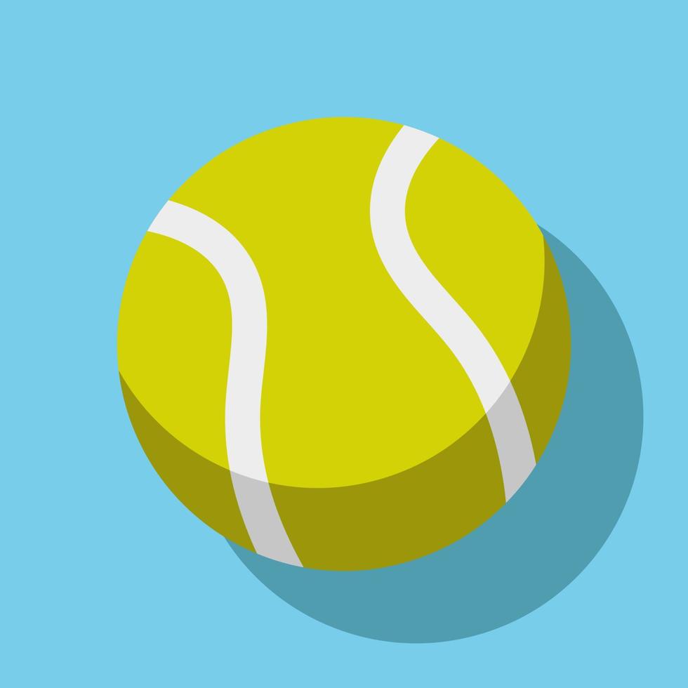 una ilustración vectorial de pelota de tenis con sombra sobre fondo azul. vector