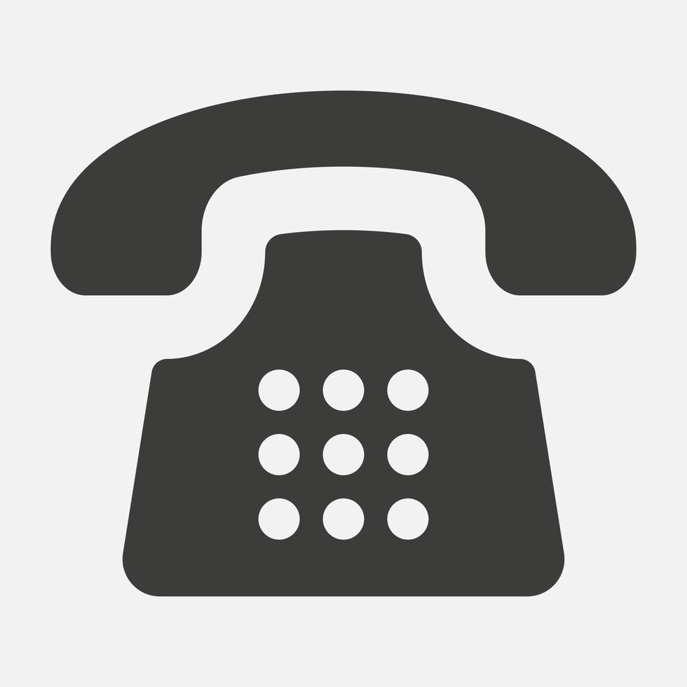 Old telephone vector icon isolated on white background.