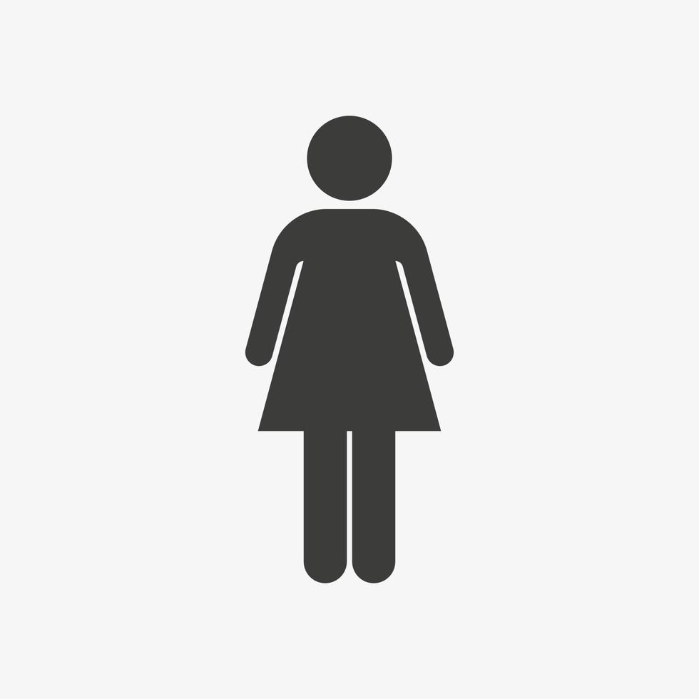 pictograma de mujer aislado sobre fondo blanco. símbolo negro de mujer. icono femenino. vector