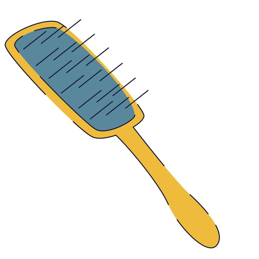 Hair brush, massage comb flat vector isolated