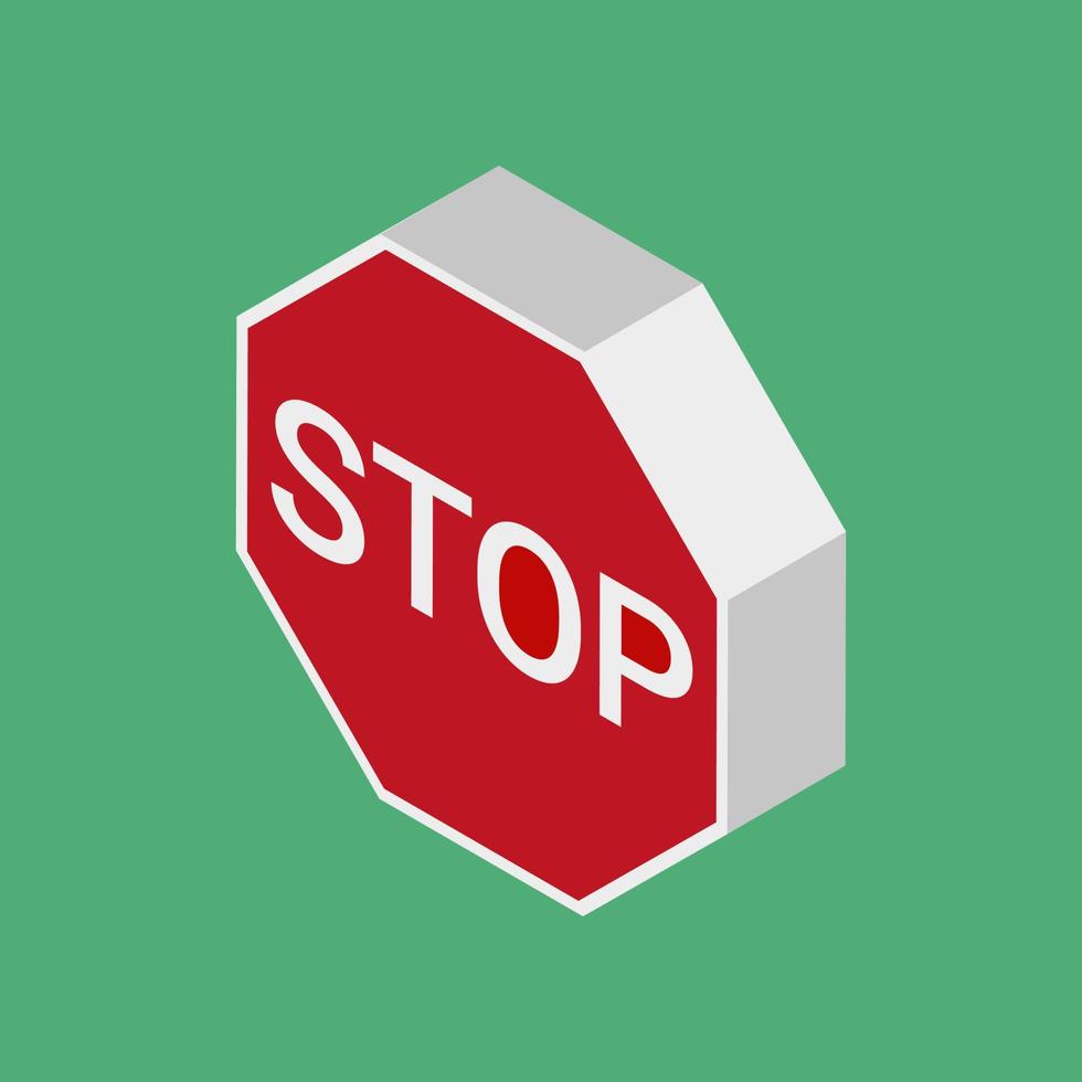 Stop sign. Vector isometric road sign. Restriction icon.