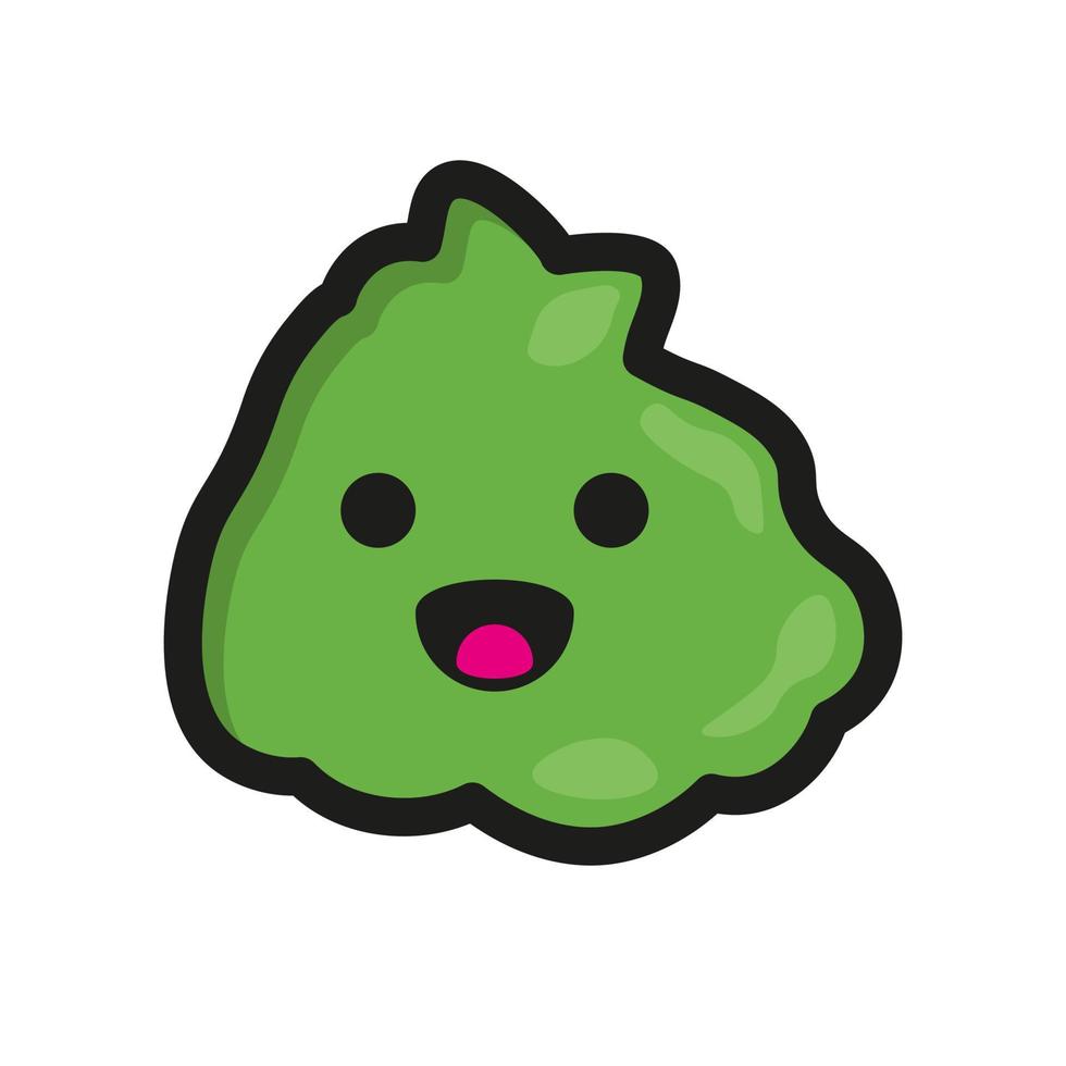 una ilustración de vector de contorno de lindo wasabi con cara sobre fondo blanco