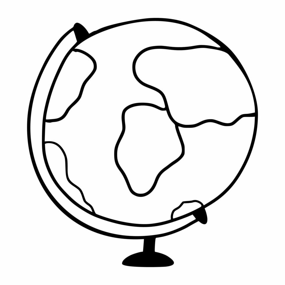 School globe in style of doodle. Globe. Vector line icon.