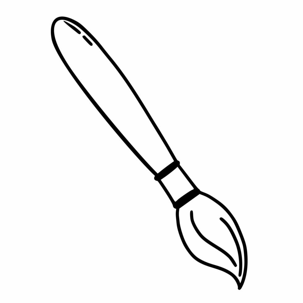 Paint brush. Doodle illustration. Artist tool. Contour drawing by hand. vector