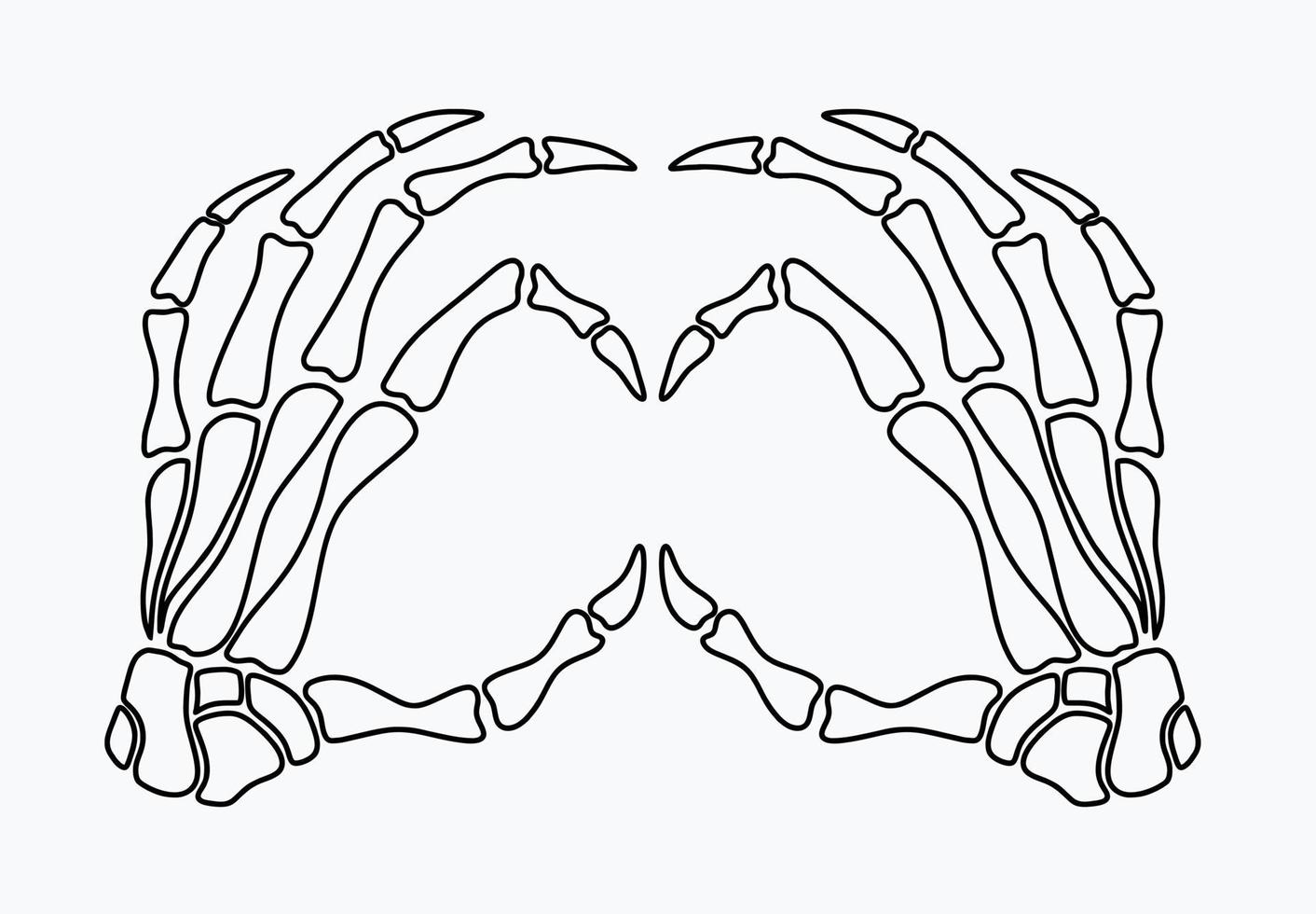 Skeleton hand showing heart shape. vector