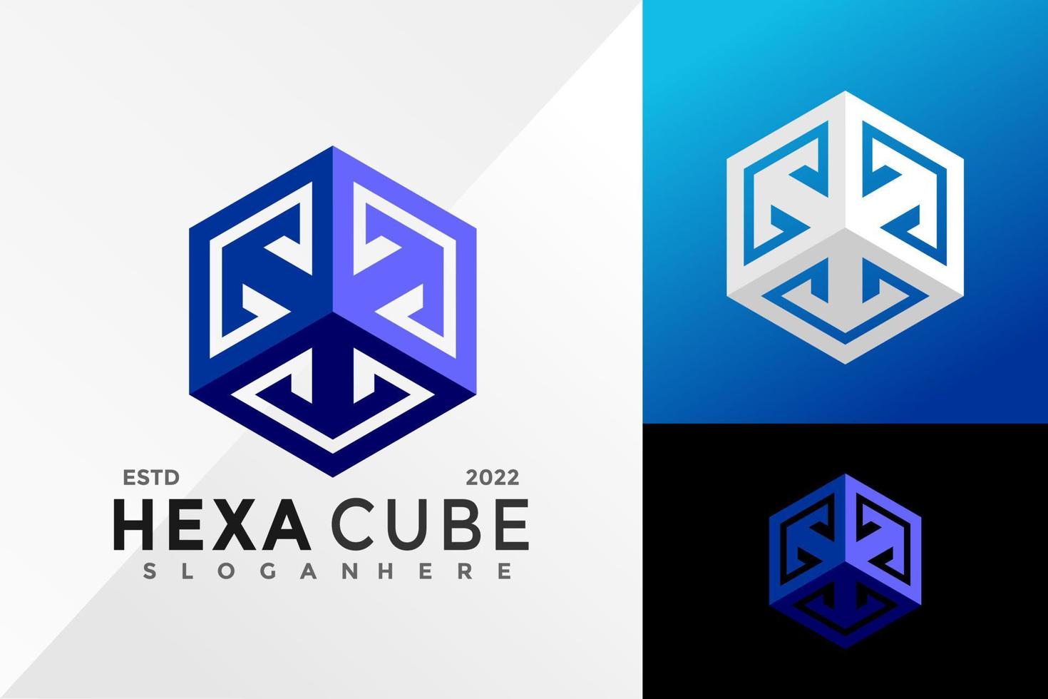 Hexagon Cube Logo Design Vector illustration template
