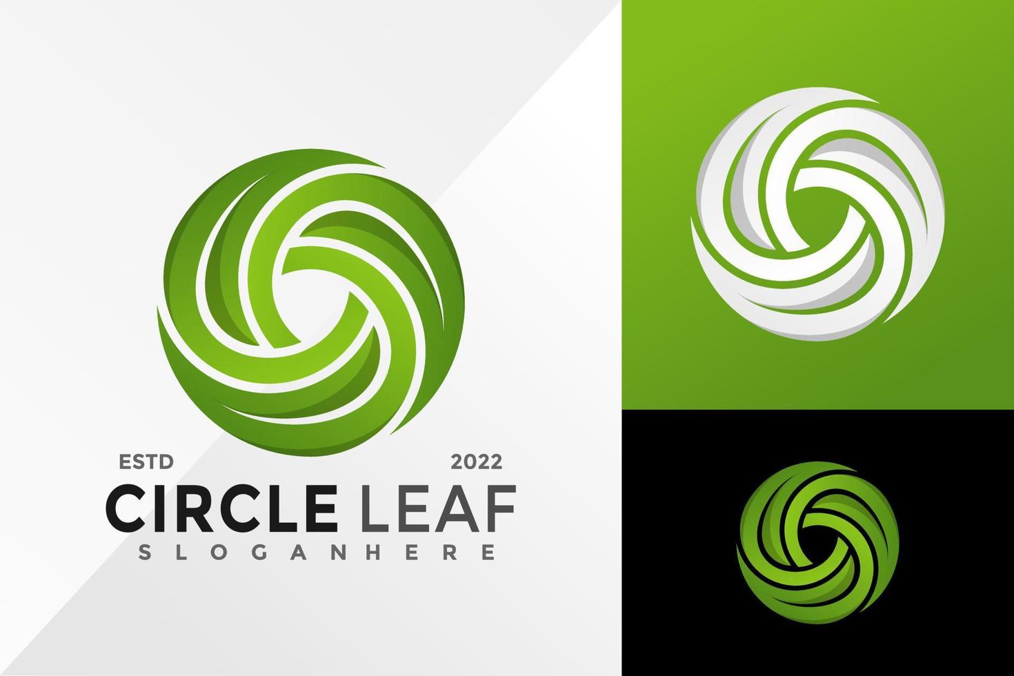 Plantilla de ilustración de vector de diseño de logotipo de hoja verde circular