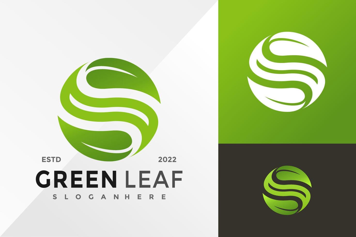 S Green Leaf Logo Design Vector illustration template