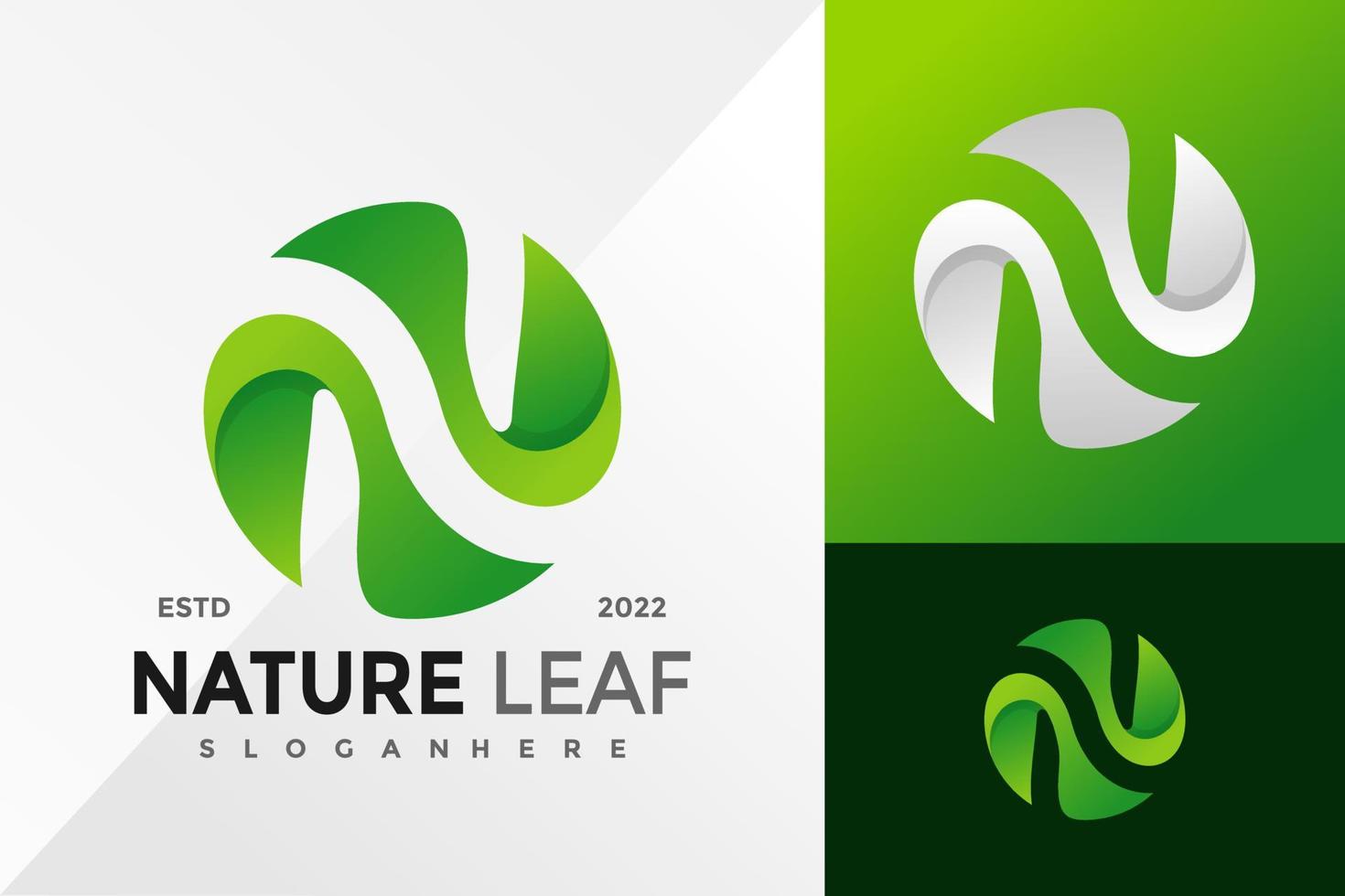 N Nature Green Leaf Logo Design Vector illustration template