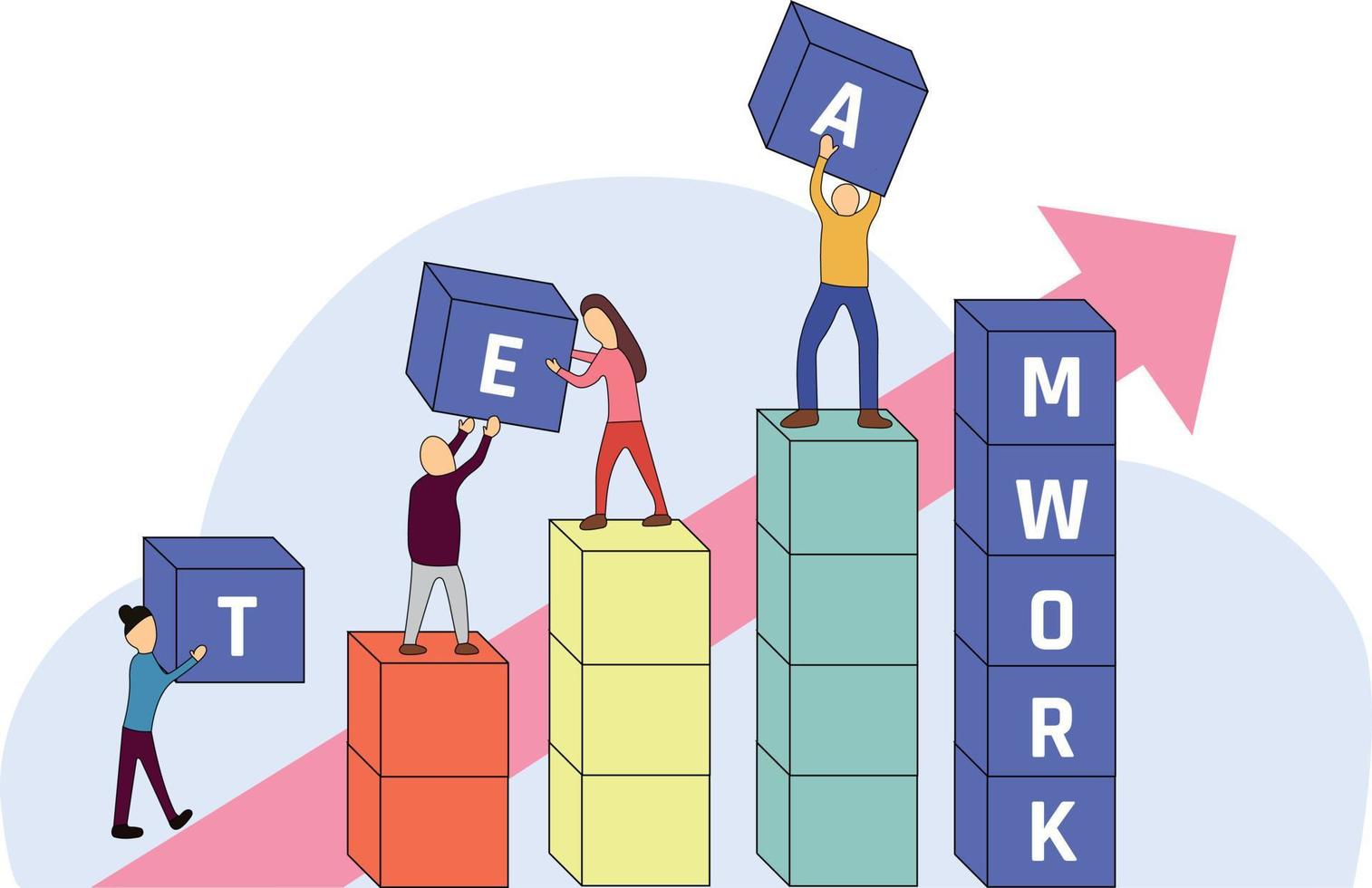Cartoon characters working as a team vector illustration