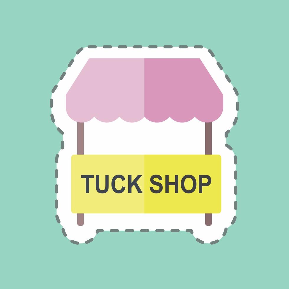 Tuck Shop Sticker in trendy line cut isolated on blue background vector