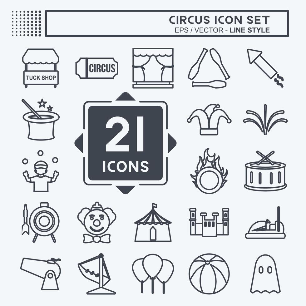 Circus Icon Set in trendy line style isolated on soft blue background vector
