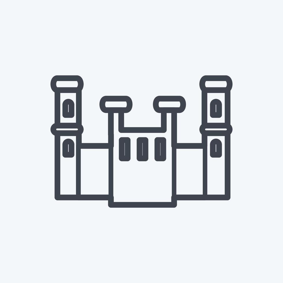 Castle Icon in trendy line style isolated on soft blue background vector