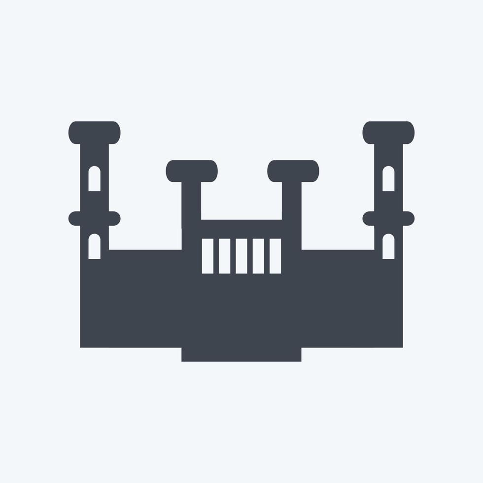 Castle Icon in trendy glyph style isolated on soft blue background vector