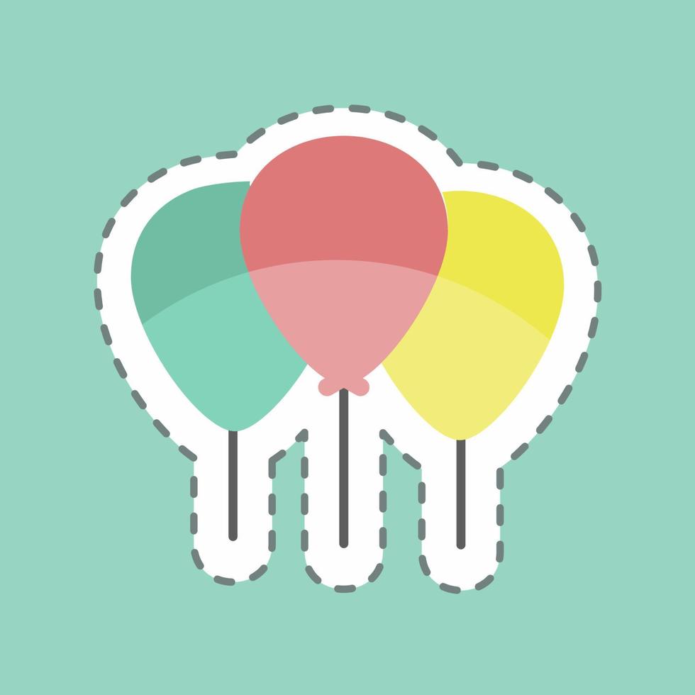 Balloons Sticker in trendy line cut isolated on blue background vector