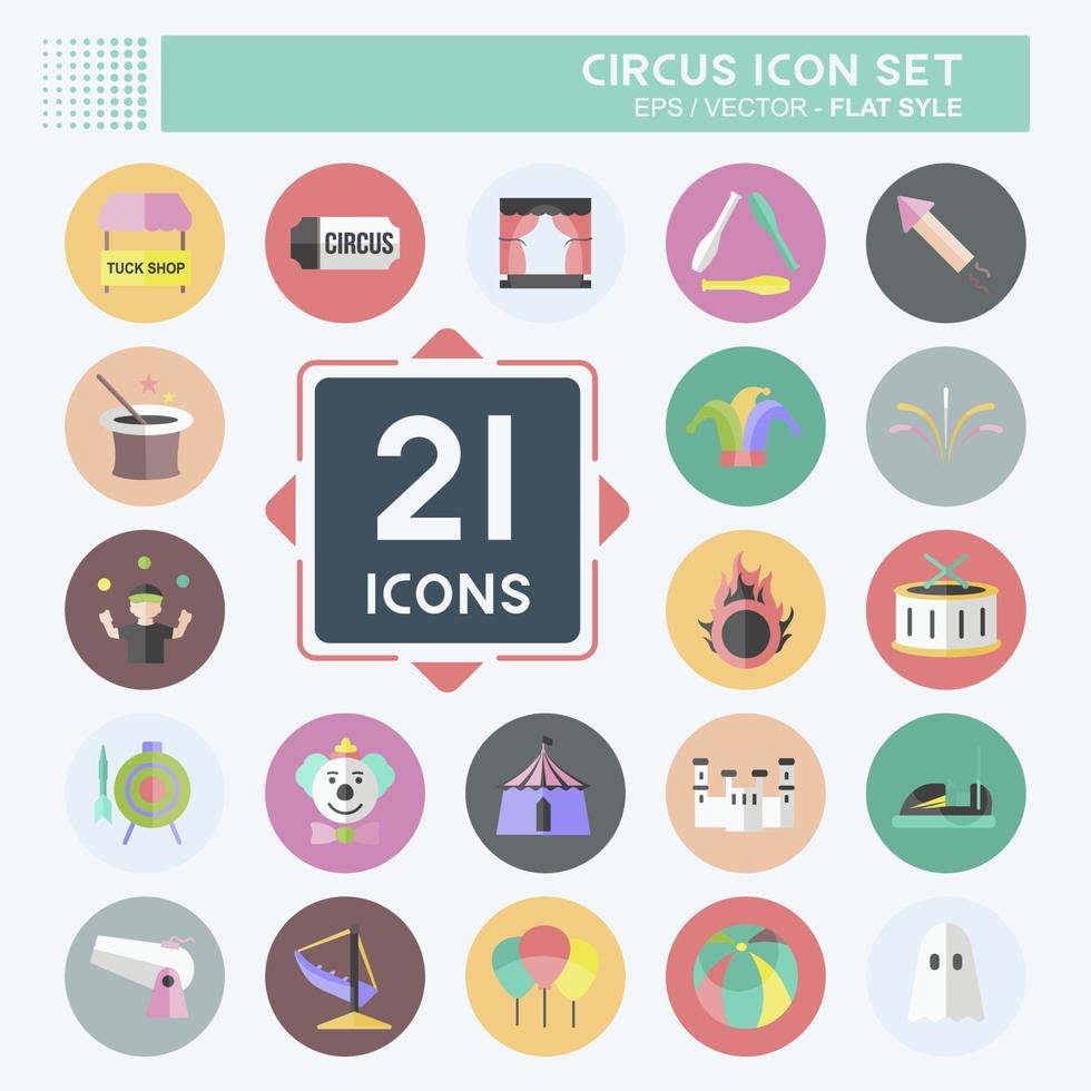 Circus Icon Set in trendy flat style isolated on soft blue background vector
