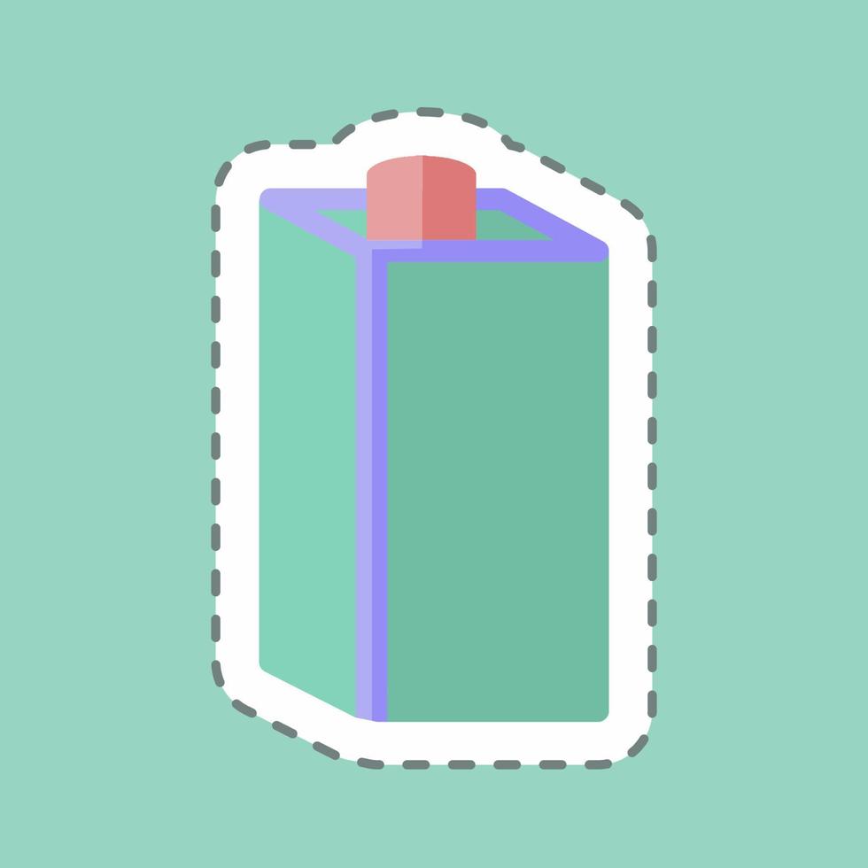 pegatina de caja de leche en corte de línea de moda aislado sobre fondo azul vector