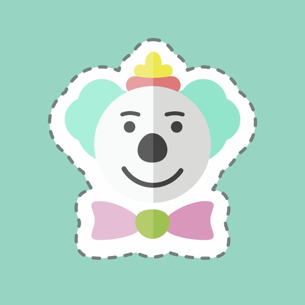 Clown Face Sticker in trendy line cut isolated on blue background vector