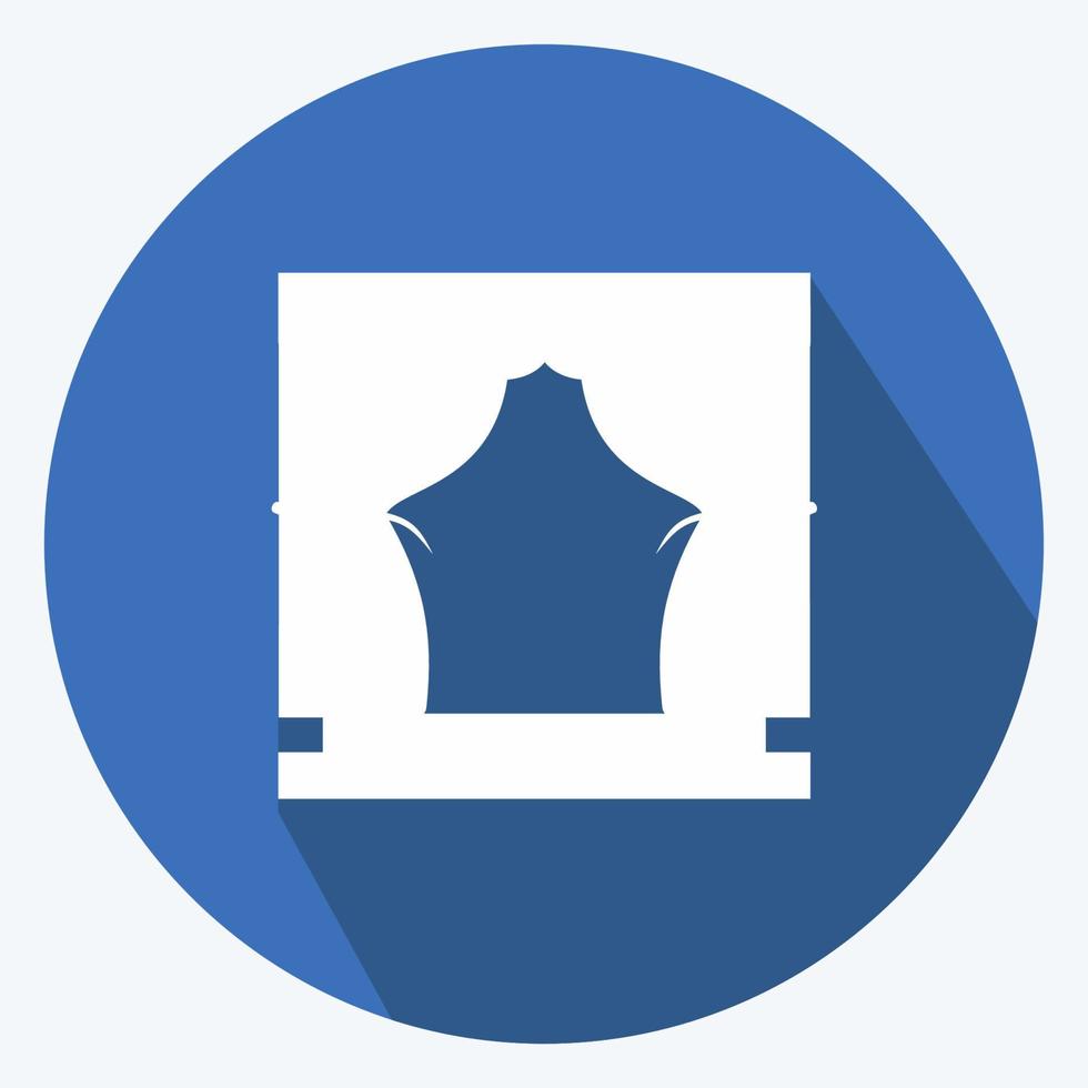 Theatre Icon in trendy long shadow style isolated on soft blue background vector