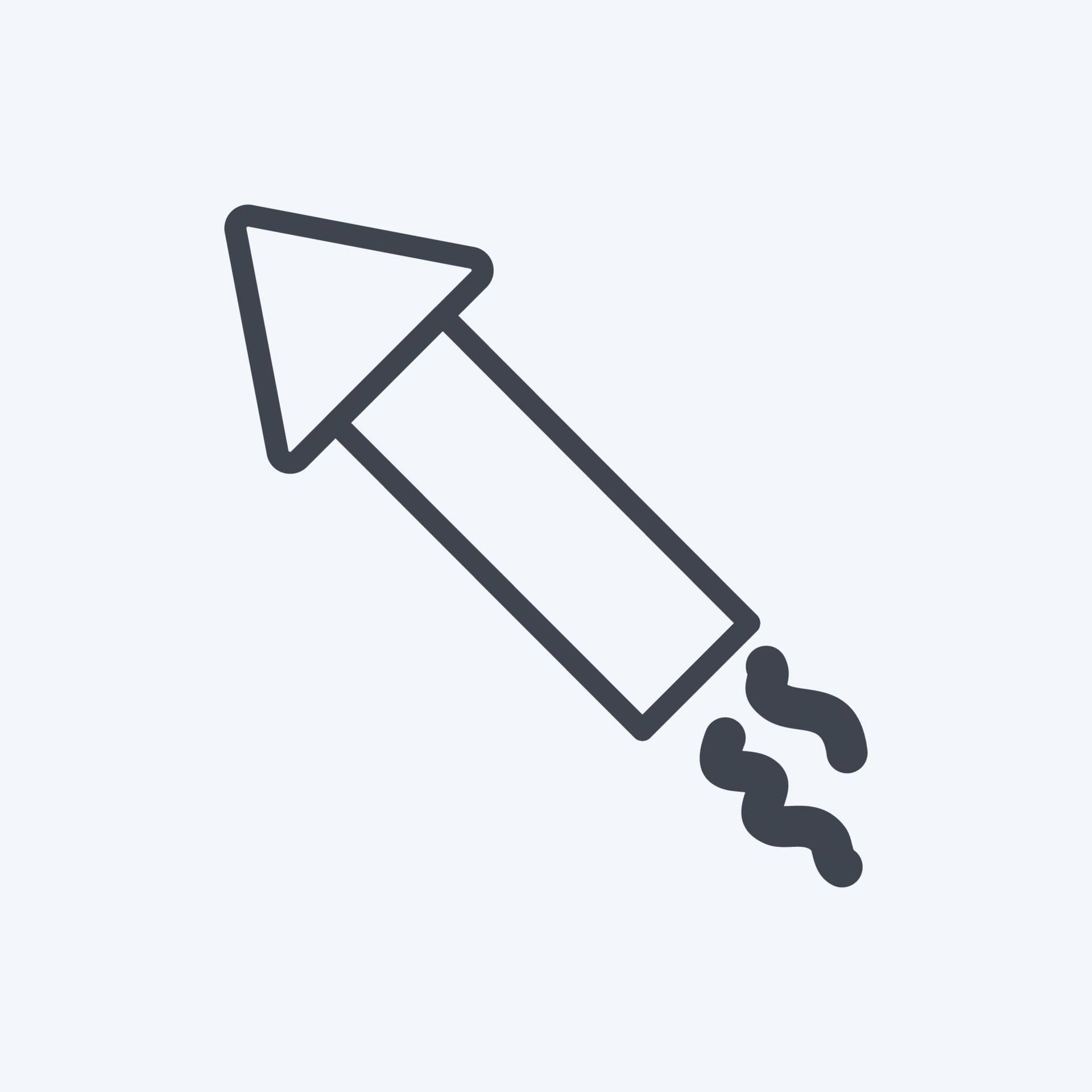 Rocket Icon in trendy line style isolated on soft blue background