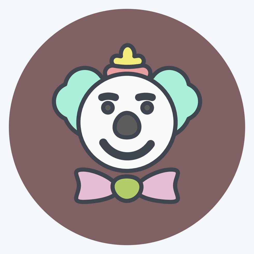 Clown Face Icon in trendy color mate style isolated on soft blue background vector