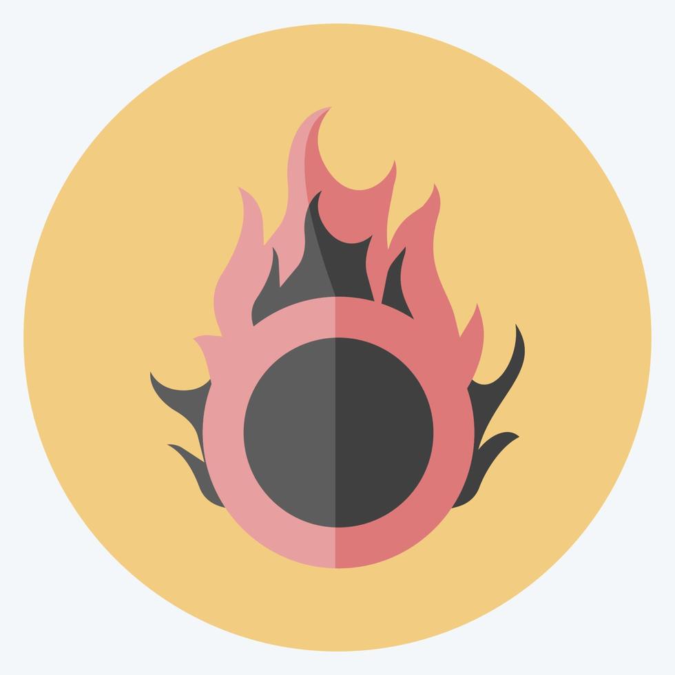 icono de aro de fuego en un estilo moderno y plano aislado en un fondo azul suave vector