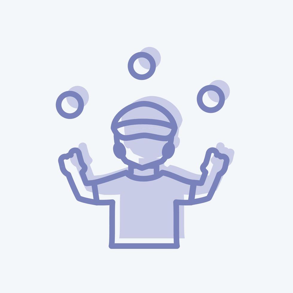 Ball Juggling Icon in trendy blue eyes style isolated on soft blue background vector