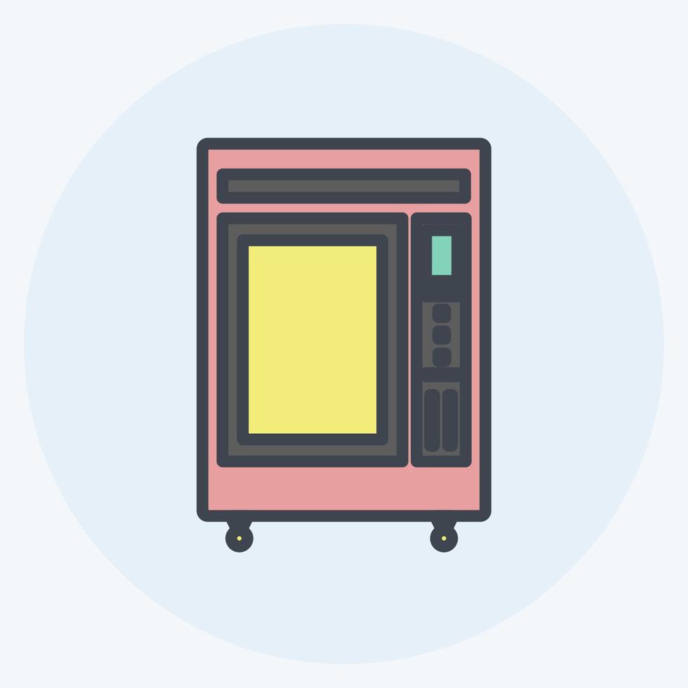 Vending Machine Icon in trendy color mate style isolated on soft blue background vector